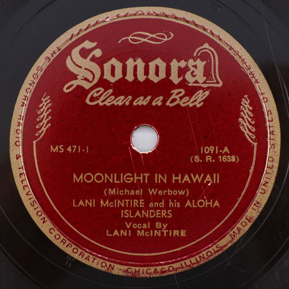 Lani McIntire - Moonlight In Hawaii / Drowsy Waters 1945 10" 78 rpm Record 1091